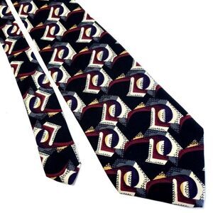 Talbott Studio Multi Colored Silk Tie Woven Wide Abstract‎